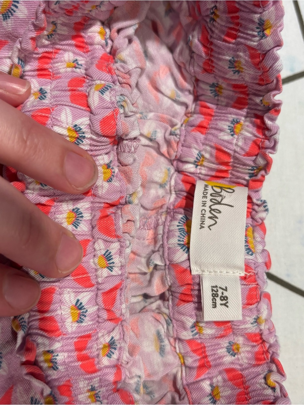 Mini Boden Pink Floral Girls' Elastic Waist Shorts